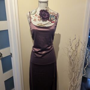 Revamped Purple Satin Midi Dress